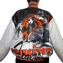 Load image into Gallery viewer, Vintage 1980s Princeton University Tigers Chalk Line Satin Bomber Jacket FANIMATION - XL