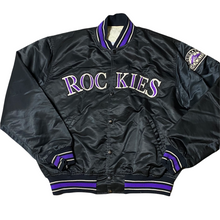 Load image into Gallery viewer, Vintage Early 90s Colorado Rockies Satin Bomber STARTER JACKET SPELL OUT - XL
