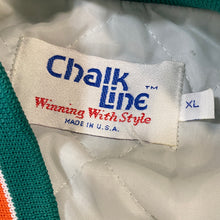 Load image into Gallery viewer, Vintage 1989s Miami Dolphins Chalk Line Satin Bomber Jacket - XL
