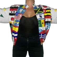 Load image into Gallery viewer, Vintage Jeanette for St Martin Sequin Global Glam Bomber - M