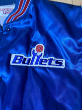 Load image into Gallery viewer, Vintage 1980s Washington Bullets Locker Line Satin Bomber Jacket SPELL OUT - L