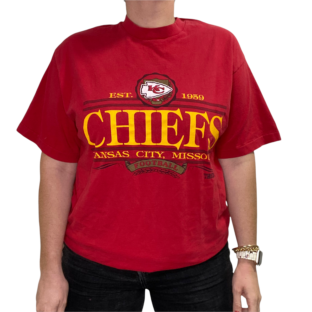 Vintage Rare 1990s Kansas City Chiefs NFL Sports Football Vtg T Shirt Size  Large