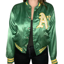 Load image into Gallery viewer, Vintage 1980s Oakland A's Athletics Satin Bomber Jacket from Felco MLB - S