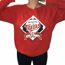 Load image into Gallery viewer, Vintage 1987 Minnesota Twins World Champs Trench Crewneck - M