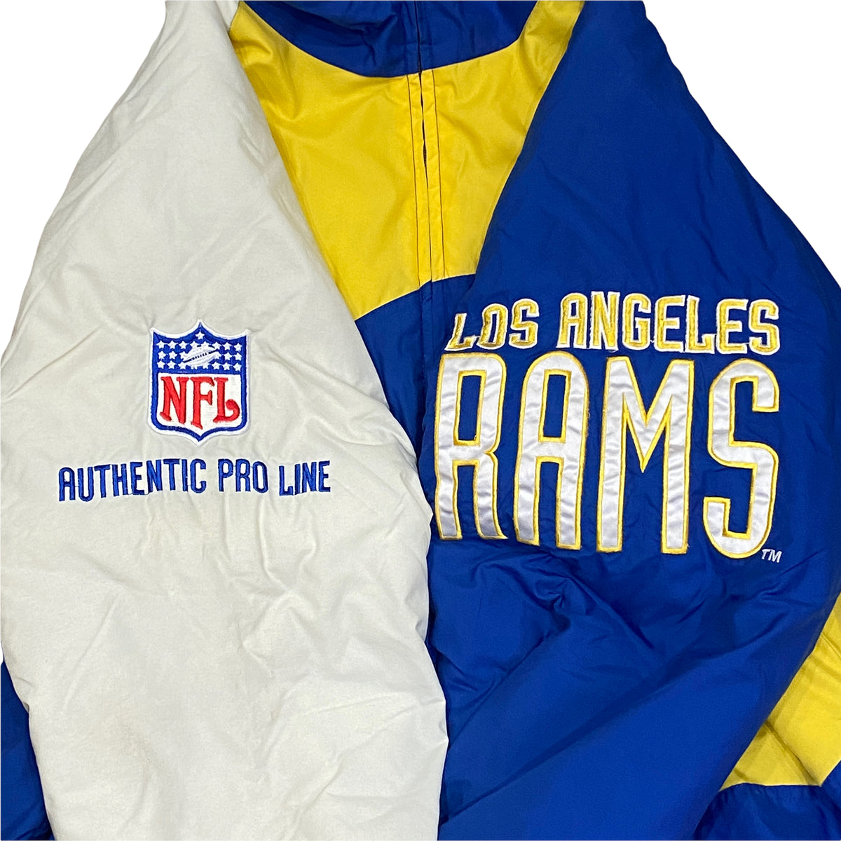 Vintage Early 90s Los Angeles LA Rams Full Zip Puffer Jacket from