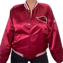Load image into Gallery viewer, Vintage Arizona Cardinals Chalk Line Satin Bomber Jacket SPELL OUT - XL