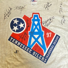 Load image into Gallery viewer, Vintage 1997 Tennessee Oilers Inaugural Season TSHIRT with Autographs - L/XL