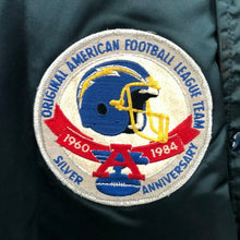 Load image into Gallery viewer, Vintage 1984 San Diego SD Chargers Chalk Line Satin Bomber Jacket with Silver Anniversary Patch - XXL