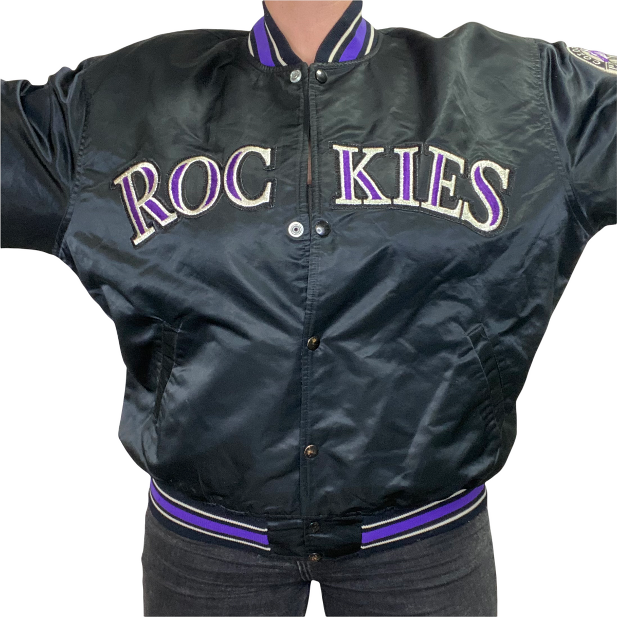 1980 Colorado Rockies Starter NHL Satin Jacket Size Small