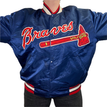 Load image into Gallery viewer, Vintage 1980s Atlanta Braves Satin Bomber Starter Jacket SPELL OUT - XXL