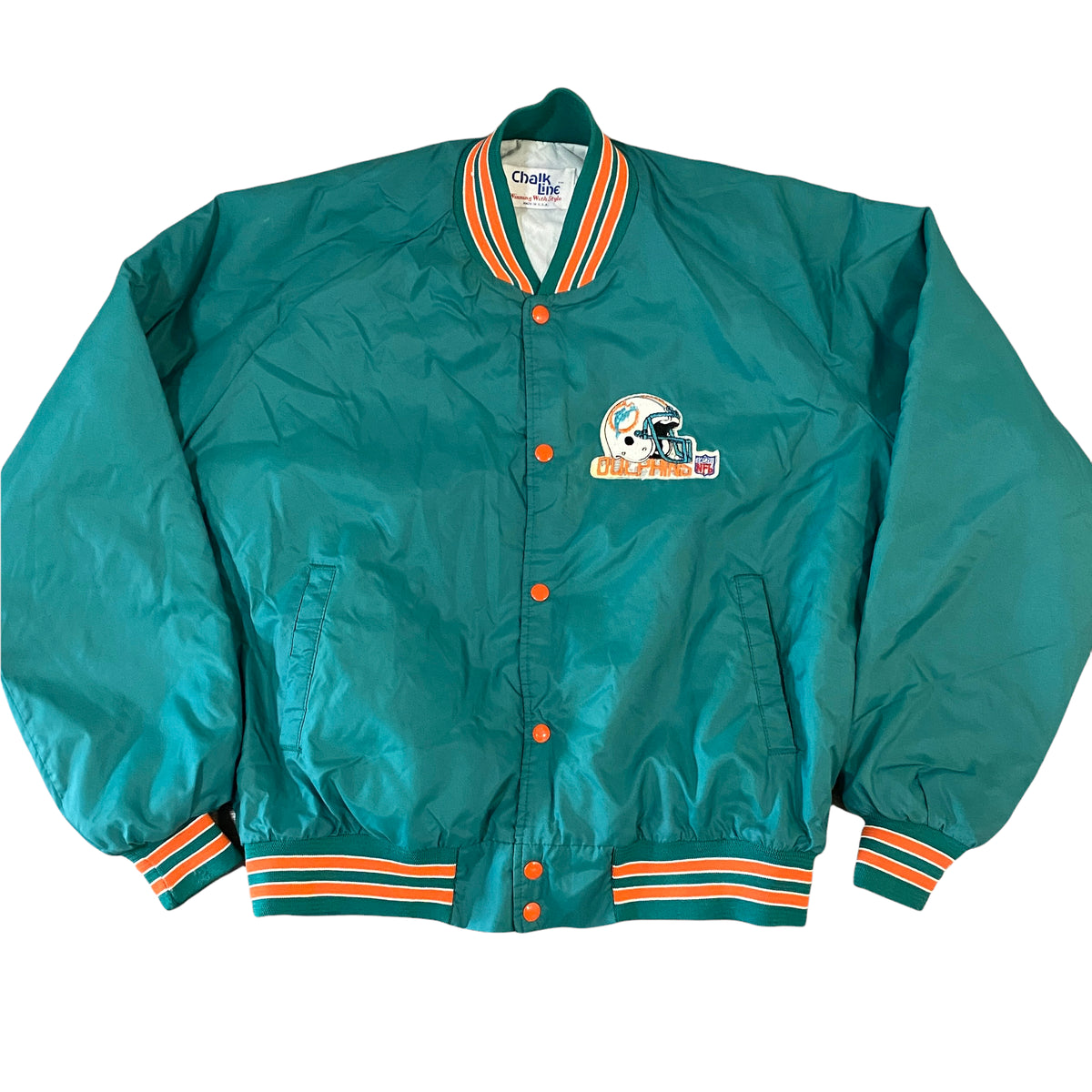 Vintage Dolphins Chalkline Bomber shops Green Orange Satin