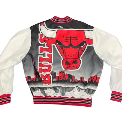 Vintage Late 80s Chicago Bulls Chalk Line Satin Bomber FANIMATION Jacket - Size XL