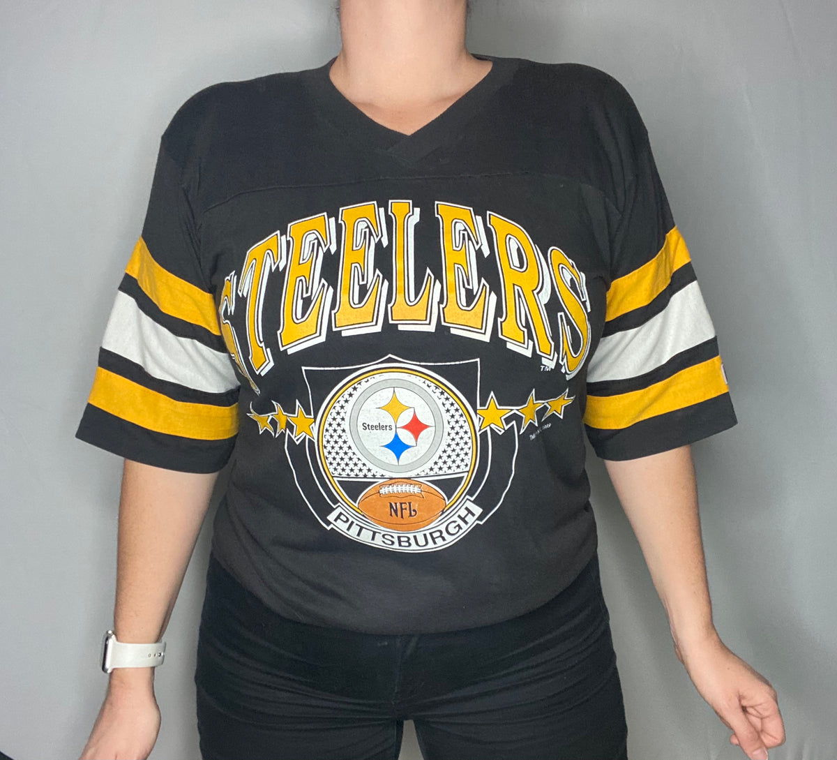 Pittsburgh Steelers T Shirt Men Medium Adult Black Gold NFL