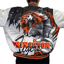 Load image into Gallery viewer, Vintage 1980s Princeton University Tigers Chalk Line Satin Bomber Jacket FANIMATION - XL