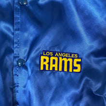 Load image into Gallery viewer, Vintage 1980s Los Angeles LA Rams Chalk Line Satin Bomber Jacket - New with Tags!! - Size Large