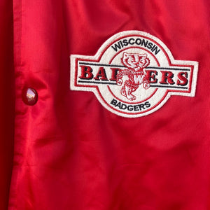Vintage 1980s University of Wisconsin Badgers Chalk Line Satin Bomber Jacket - XL
