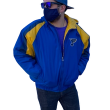 Load image into Gallery viewer, Vintage 1990s St Louis Blues Logo 7 Full Zip Puffer Jacket with Hood - XL