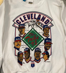 Vintage 1995 Cleveland Indians "The Tribe in 95" Crew - Youth L / Adult XS