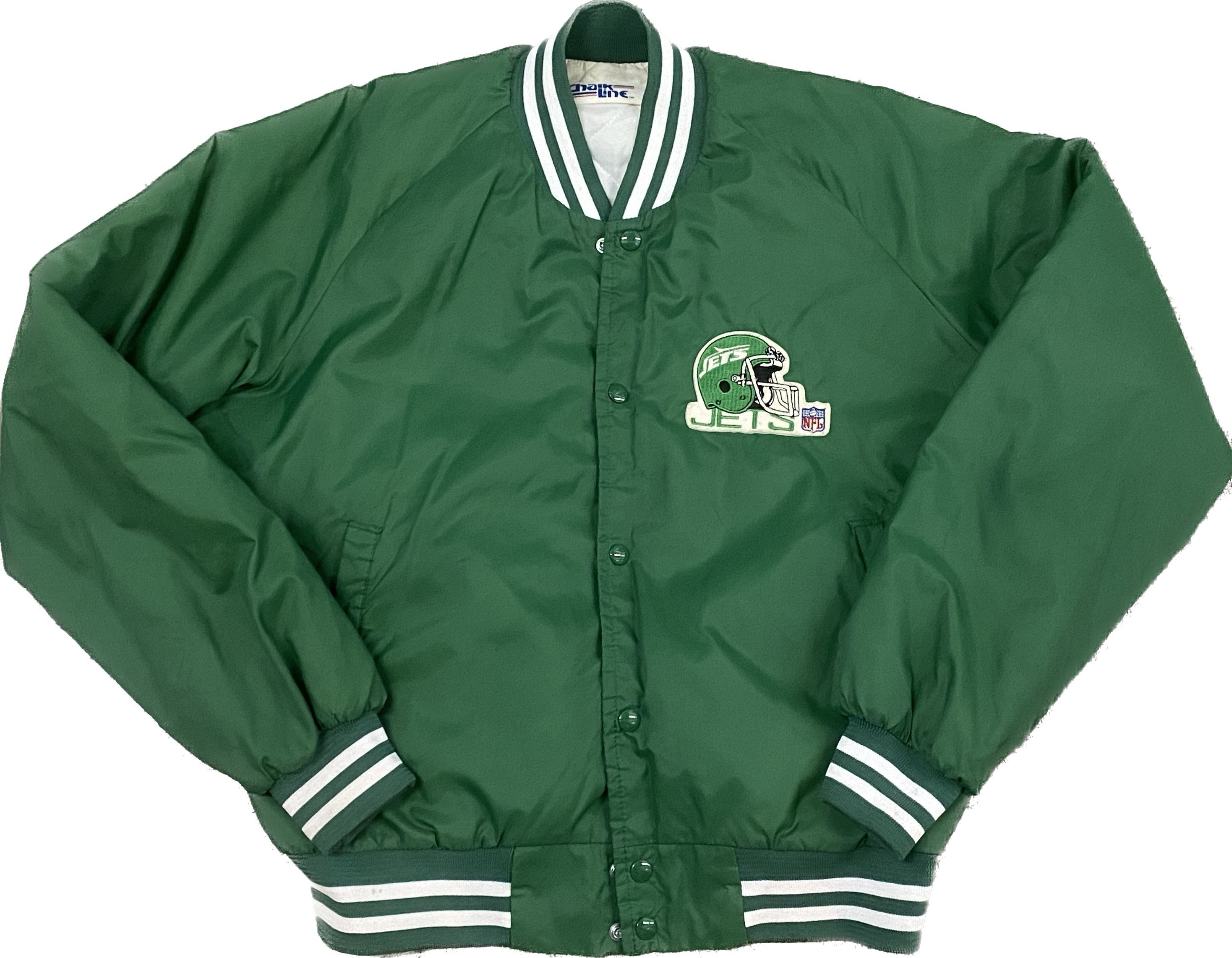 VINTAGE NY JETS CHALKLINE SATIN JACKET