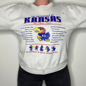 Vintage 1990s University of Kansas Jayhawks Alma Mater Crew - L