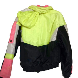 Vintage 80s Neon Yellow and Salmon Ski & Snow Jacket from Nils - Size Medium