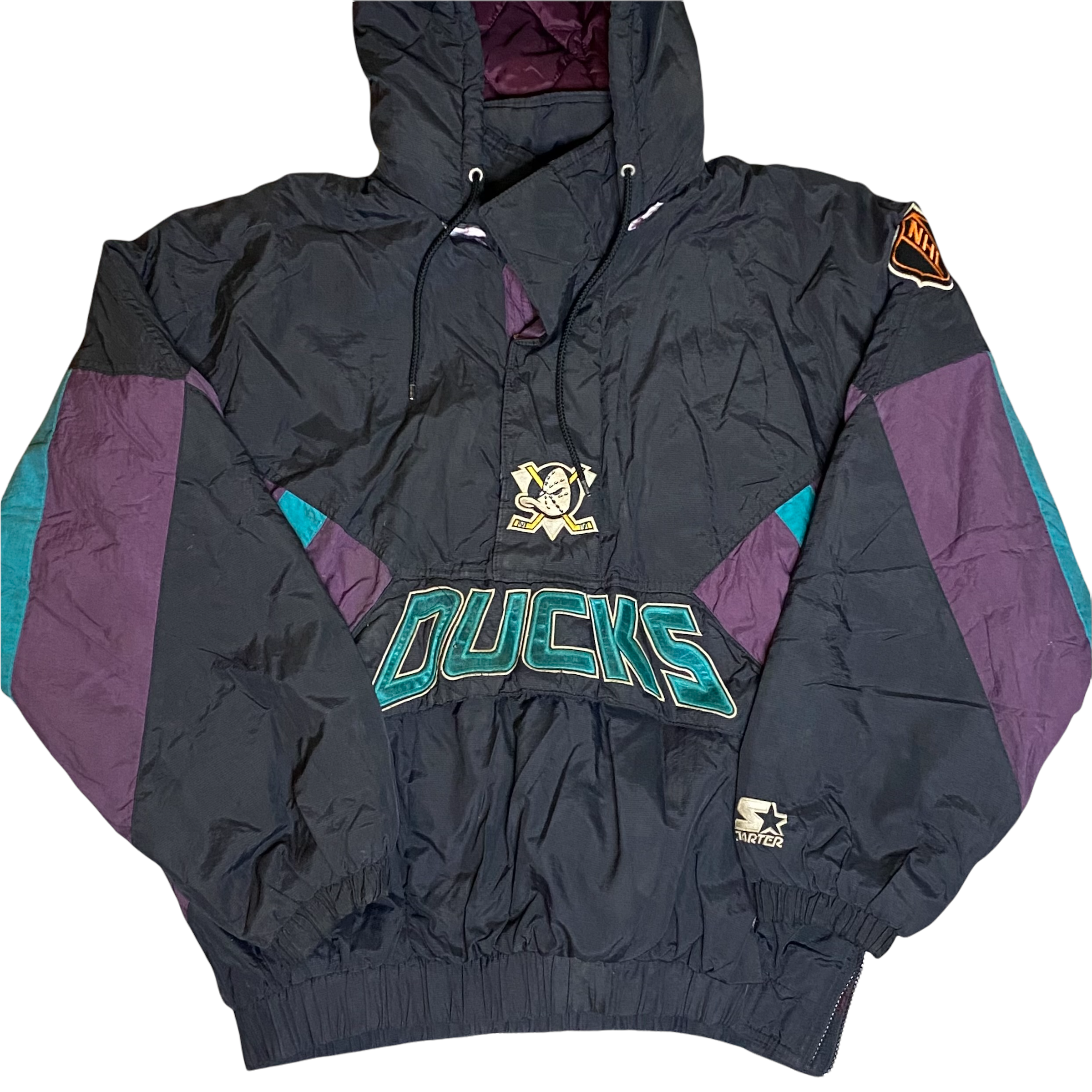 Vintage 90's Size L NHL Anaheim Mighty Ducks Starter Puffer Bomber Parka  Jacket