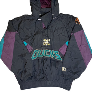 Vintage RARE 90s Anaheim Mighty Ducks Satin Jacket by Starter Size L