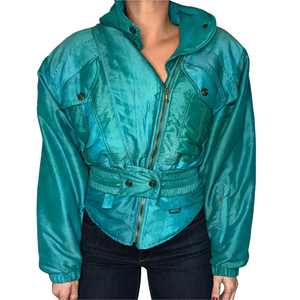 Vintage 1980s Turquoise Nils Ski Jacket - Size 4 / Small