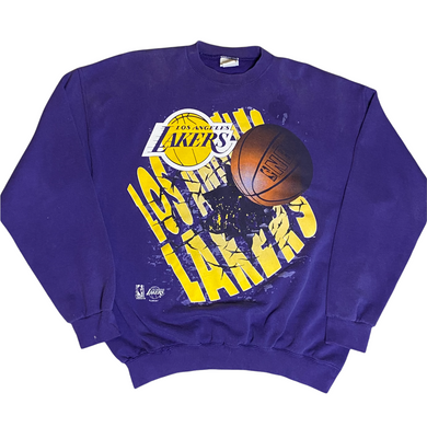 Vintage 1990s Los Angeles LA Lakers Crew from ZUBAZ - XL