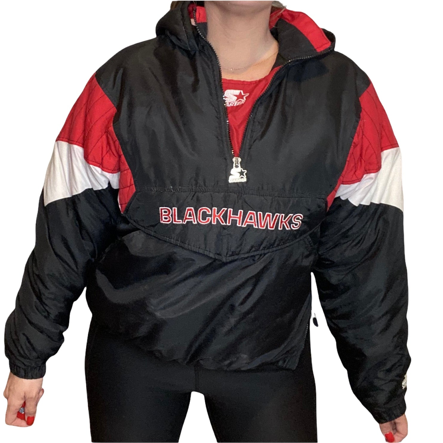 Starter Mens Chicago Blackhawks Windbreaker Jacket, TW1