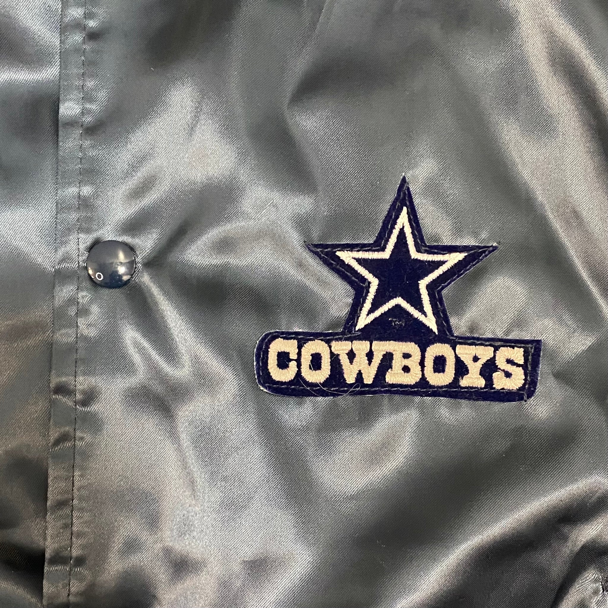 Vintage 1980s Dallas Cowboys Chalk Line Satin Bomber Jacket - XXL
