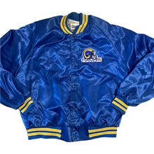 Load image into Gallery viewer, Vintage 80s Los Angeles LA Rams Chalk Line Satin Bomber Jacket - Size Large-XL
