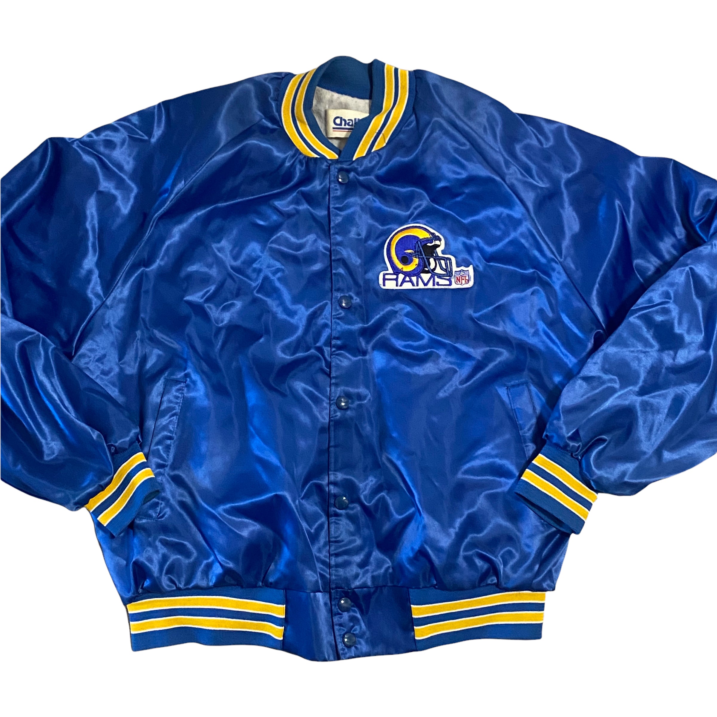 Vintage 80s Los Angeles LA Rams Chalk Line Satin Bomber Jacket