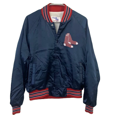 Vintage 1980s Boston Red Sox Chalk Line Satin Bomber Jacket SPELL OUT - M