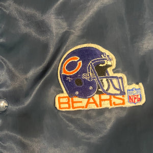 Vintage 1980s Chicago Bears Chalk Line Satin Bomber Jacket - XL