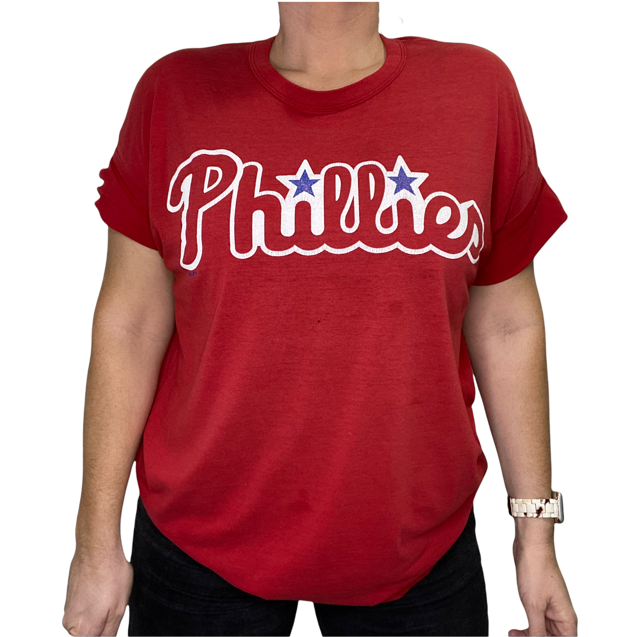 47 Brand Philadelphia Phillies 1997 Distressed Logo Racer Red Frankie Women’s Tee