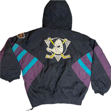 Load image into Gallery viewer, Vintage 90s Mighty Ducks of Anaheim Kangaroo Style Starter Jacket Puffer - L