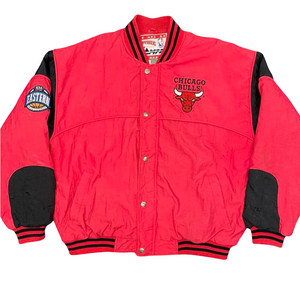 Vintage Early 90s Chicago Bulls Snap Front Bomber Puffer Jacket - Size XL