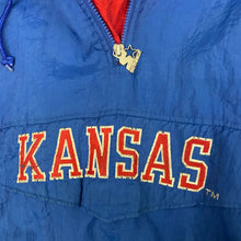 Load image into Gallery viewer, Vintage 1990s University of Kansas KU Jayhawks Kangaroo Style Pullover Starter Jacket Puffer - Size Small