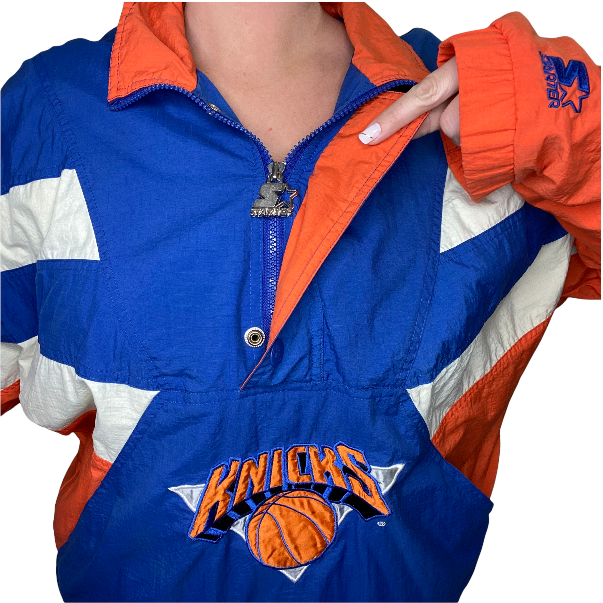 Vintage 1990s New York NY Knicks Kangaroo Pullover Starter Jacket