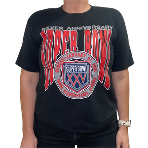 Vintage 1991 New York NY Giants Super Bowl Silver Anniversary TSHIRT - L