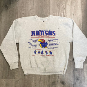 Vintage 1990s University of Kansas Jayhawks Alma Mater Crew - L