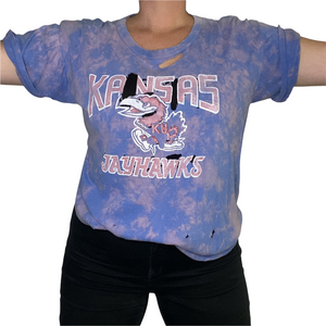 Vintage 1980s University of Kansas Jayhawks Tattered TSHIRT - L