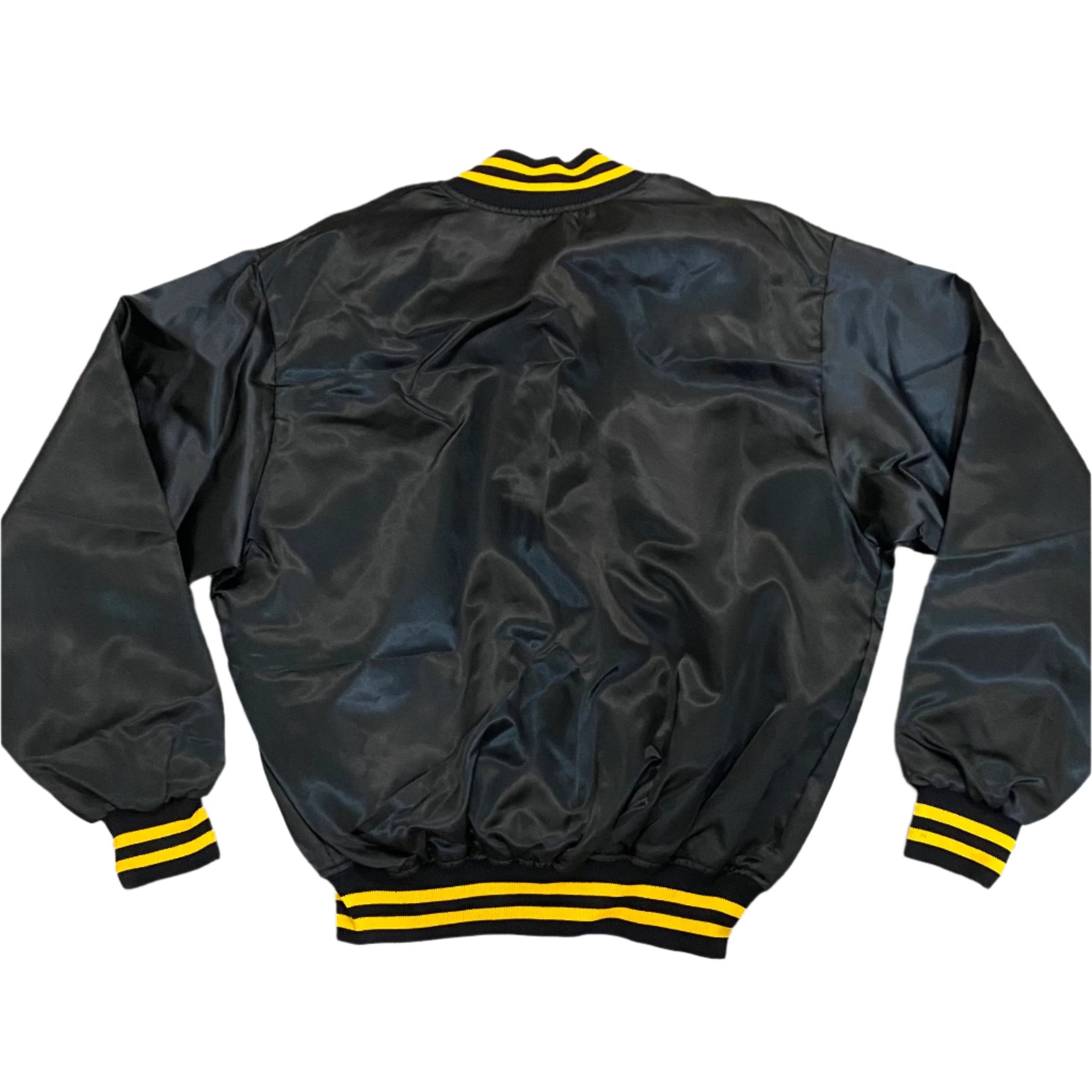 80s Pittsburgh Pirates Black Satin Baseball Jacket Medium - The