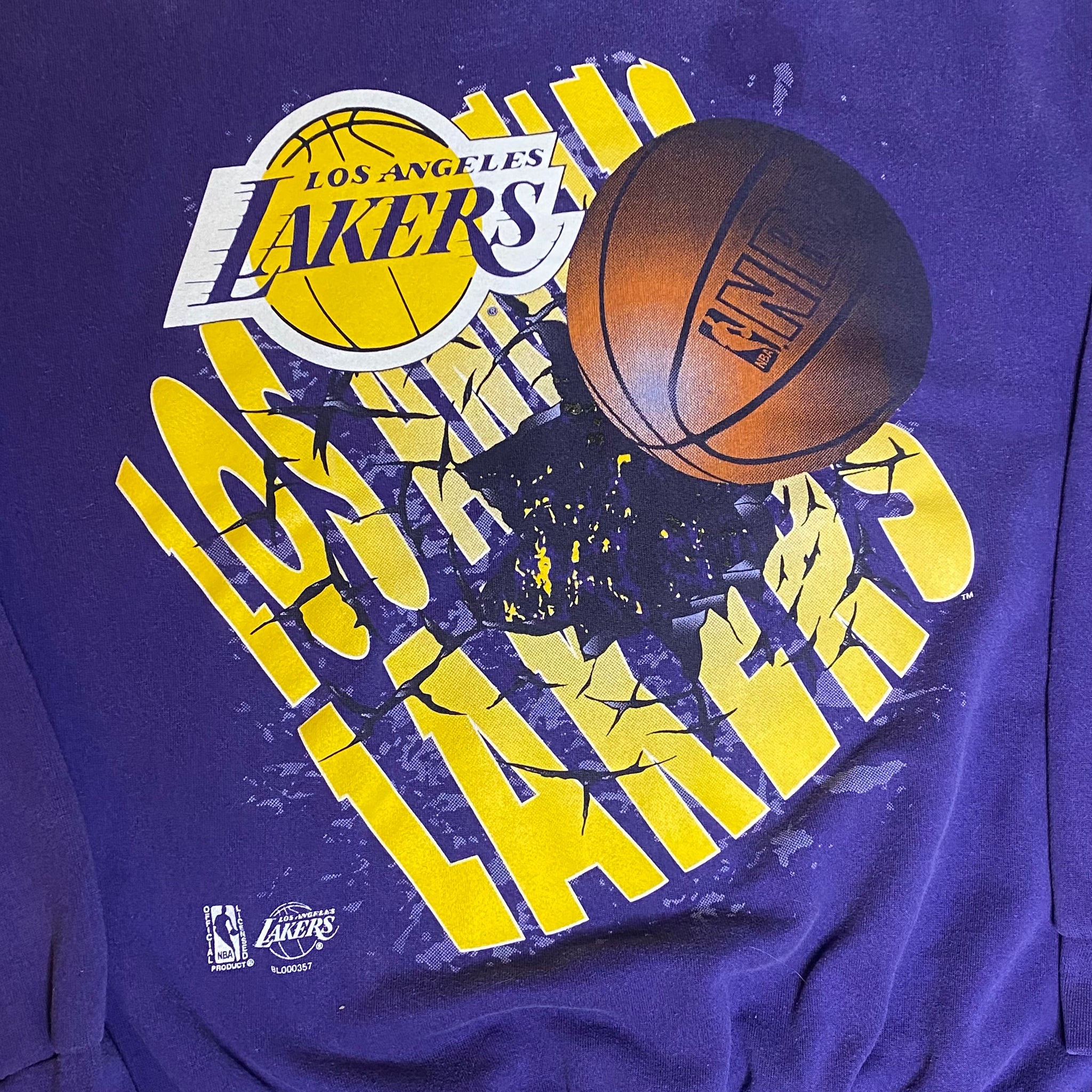 Los Angeles La Lakers 90's Retro NBA Crewneck Sweatshirt Purple / XL