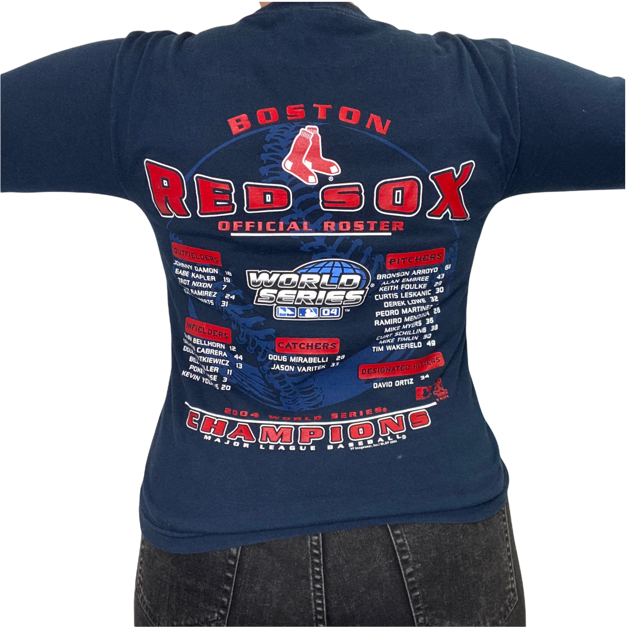 Men's Mitchell & Ness 2004 Boston Red Sox World Series Champions Charcoal  Grey T-Shirt
