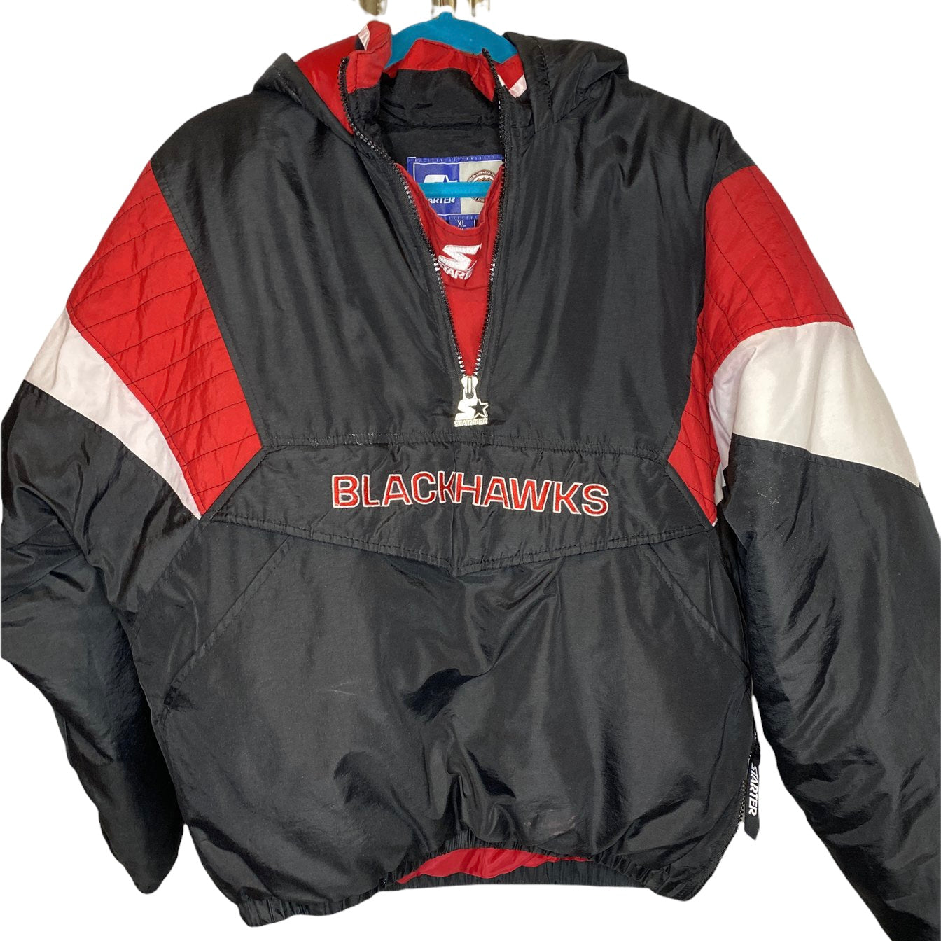 Vintage NHL (Lee) - Chicago Blackhawks Pullover Puffer Jacket 1990s Large