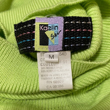 Load image into Gallery viewer, Vintage 80s Lime Green Ski Sweater TURTLENECK With Shoulder Pads! - Size Medium