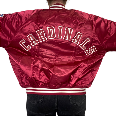 Vintage Arizona Cardinals Chalk Line Satin Bomber Jacket SPELL OUT - XL