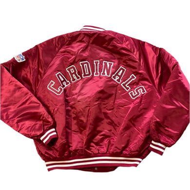 Vintage Arizona Cardinals Chalk Line Satin Bomber Jacket SPELL OUT - XL